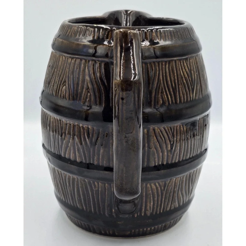 RARE Robinson Ransbottom Brown‎ Barrel Pitcher Roseville RRP Co Pottery USA Made